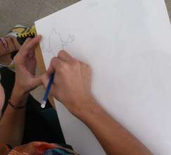 A young person is drawing for stopmotion