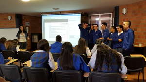 The facilitator and participants during a workshop