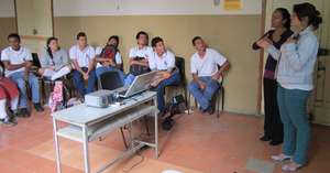 Facilitators and young people during a workshop