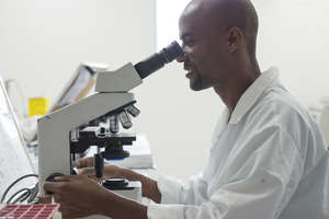 A lab tech in action