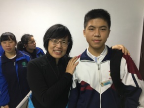 Volunteer Lisa with student Shengsen