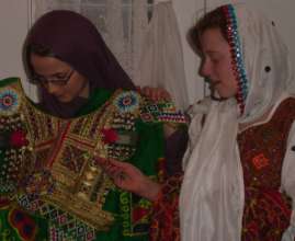 Erica and Allie discussing Afghan culture in 2009