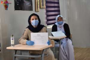 Yezidi women graduating at FYF