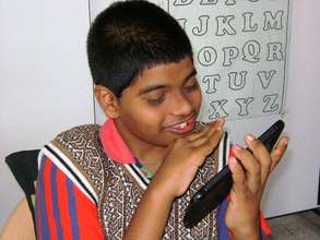 Rahul busy with his tablet