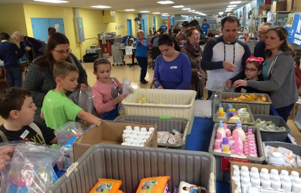 Families packing newborn supplies