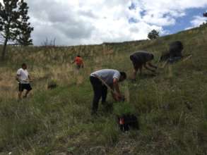 Residents of Pine Ridge, SD work to plant trees