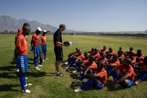 The boys having assembly before training
