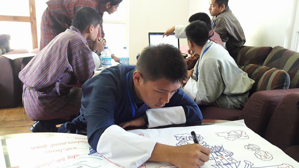 Students work in groups in youth summit