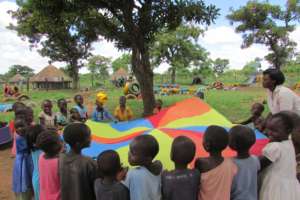 Nursery class - parachute play May 2016