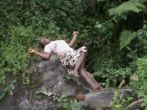 A girl enjoys nature at the excursion in cherangan