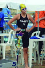 Taina before a swimming competion