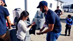 A hand-washing demonstration at Hope School