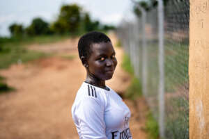 Harriet outside her school.