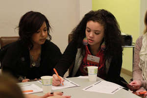 On the right, Katie at Reproductive Freedom Day