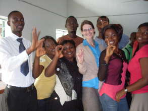 The Researcher poses with our sign languastudents