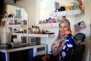 Hanane in her in-home salon.