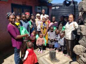 Mom's and kids at our food hamper distribution