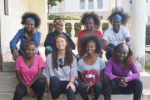 Haley and a few of the girls modelling their work