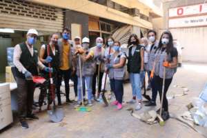 Concern staff volunteering with clean-up in Beirut