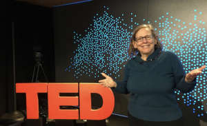 Rehearsing onstage at TED