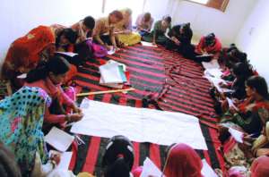 Girls trainees Learning, Garments-making skills