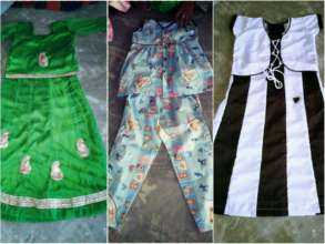 Garments made by trainees in skill training