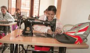 Smiling Girl Trainee in Bag Making Training