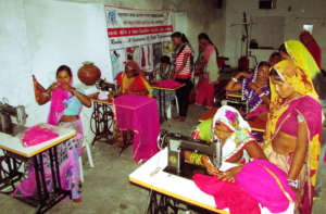 Women trainee learn Garment making skill