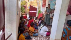 Children during their group activities