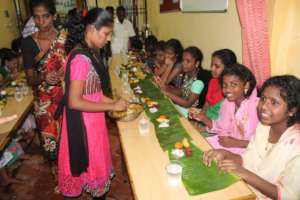 Children during the dinner