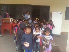 Children attending elementary classes