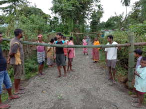 Setting up of bamboo baricades