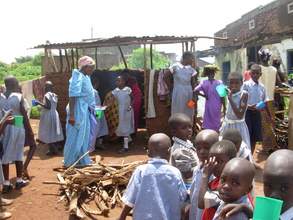 Children lining up for lunch