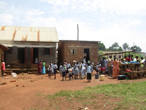 Children lining up for lunch