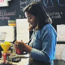 Sheetal making coffee