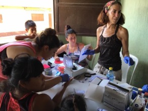 Students helping with screening; long, hot days.