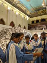Students at the Frere Hall installation
