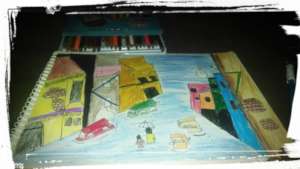Student artwork on urban flooding in Karachi