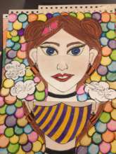 Student artwork showing a pandemic self portrait