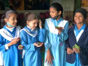 Students Holding Plants for Texture Activity