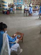 Students working in Art class in October at KPS