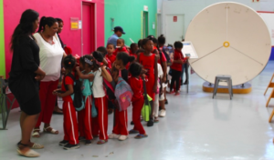 Lining up to enter the Science Centre