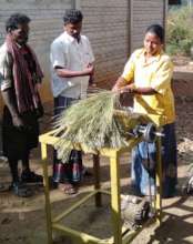 A tribe woman getting training in MFP Process