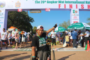 Sokun at the finish line