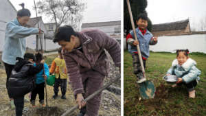Tree planting in the village.