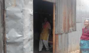 The earthquake survivors inside their shelter