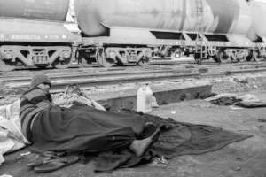 resting on the side of the tracks after ragpicking