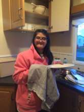 Binita doing the washing up