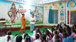 Mridula conducting interactive session for girls