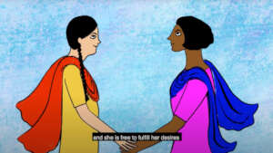 Frame from a video of the SELF series: Negotiation